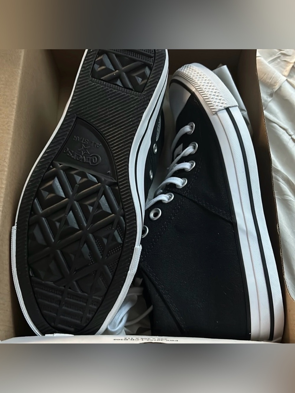 Converse Black and White High Top Sneakers - Picture 3 of 4
